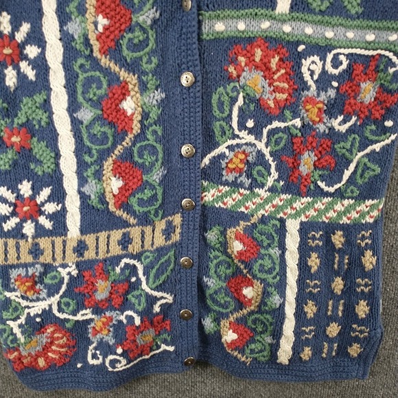 Portraits by Northern Isles Women's Sweater Vest Blue Small Sleeveless Hand Knit - Picture 4 of 11